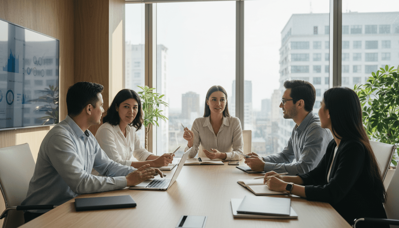 Professional business meeting in a bright modern office