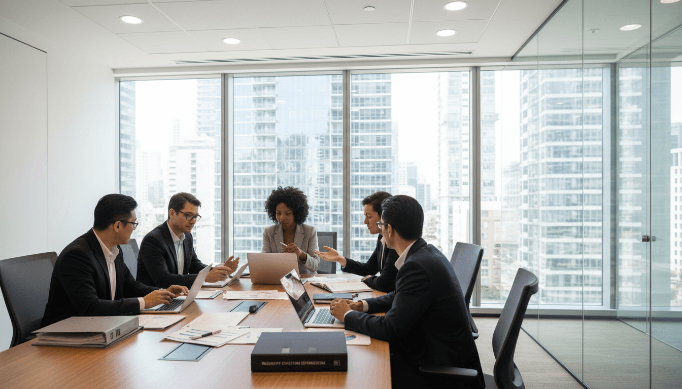 Professional business consultation in a bright modern office